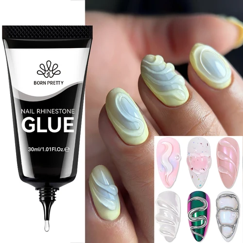 BORN PRETTY 2 uds pegamento de diamantes de imitación para uñas transparente suave puntas de uñas pegamento de Gel 3D moldeador esculpido uñas juego de manicura DIY