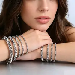 HNSP 316L Stainless Steel Hand Chain Bracelet For Women Waterproof Jewelry Accessories Daily Everything 3MM-8MM