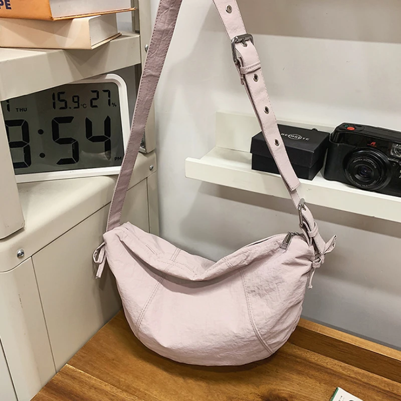 

Simple Pleated Ladies Shoulder Bags Large Capacity Women's Hobos Underarm Bag Candy Color Lightweight Female Crossbody Bag
