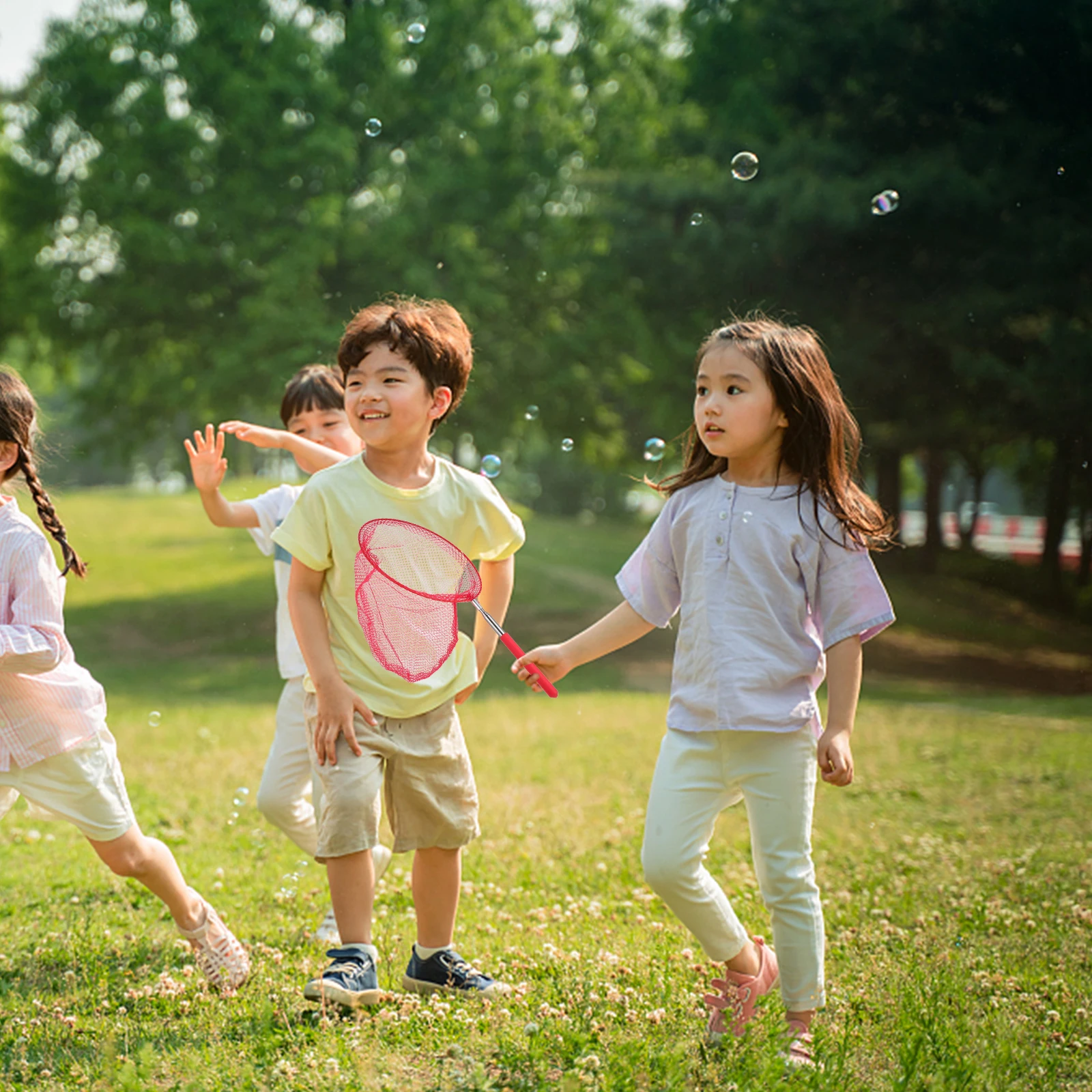 6 قطع شبكة صيد تلسكوبية من الفولاذ المقاوم للصدأ مع مقبض مضاد للانزلاق لصيد البق والفراشات والأسماك الصغيرة للأطفال والنشاط الخارجي