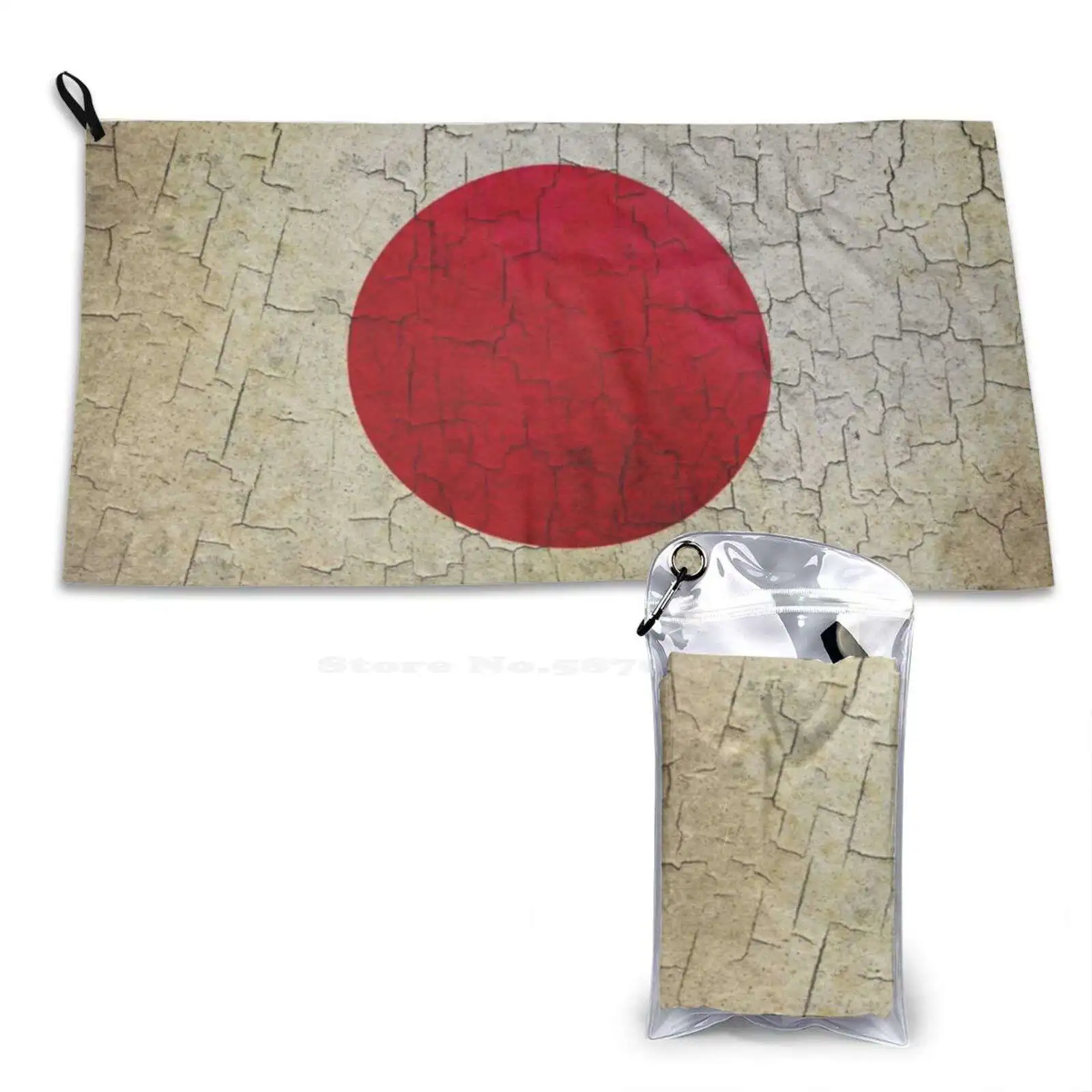 Cracked Japan Flag Sport Towels Outdoor Hiking Cycling Swimming Japanese White Aged Country Dirty Faded Flag Grunge Nation