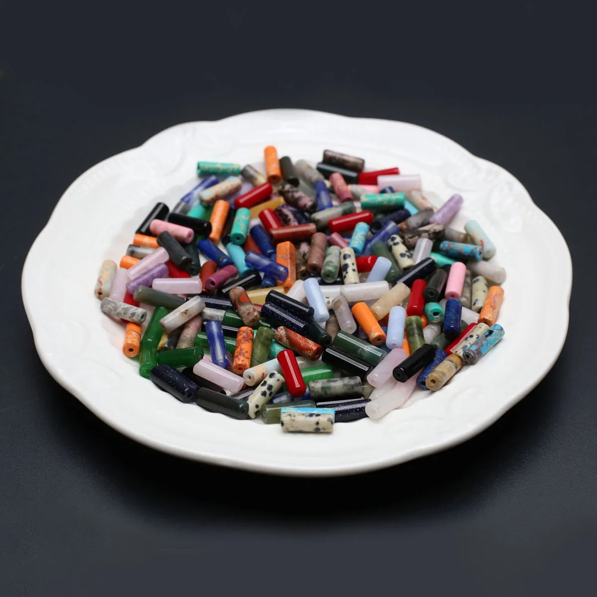 100PCS Wholesale Random Loose Spacer Natural Stone Cylindrical Opal Agate Bead Jewelry Making DIY Necklace Bracelet Accessories