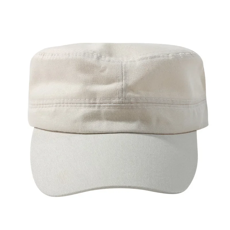 Unisex Vintage Einfarbige Flache Militärmütze in Fünf Farben Erhältlich, Atmungsaktive Sommer-Outdoor-Militärmütze, Flache Schlichte Mütze – Detail 25