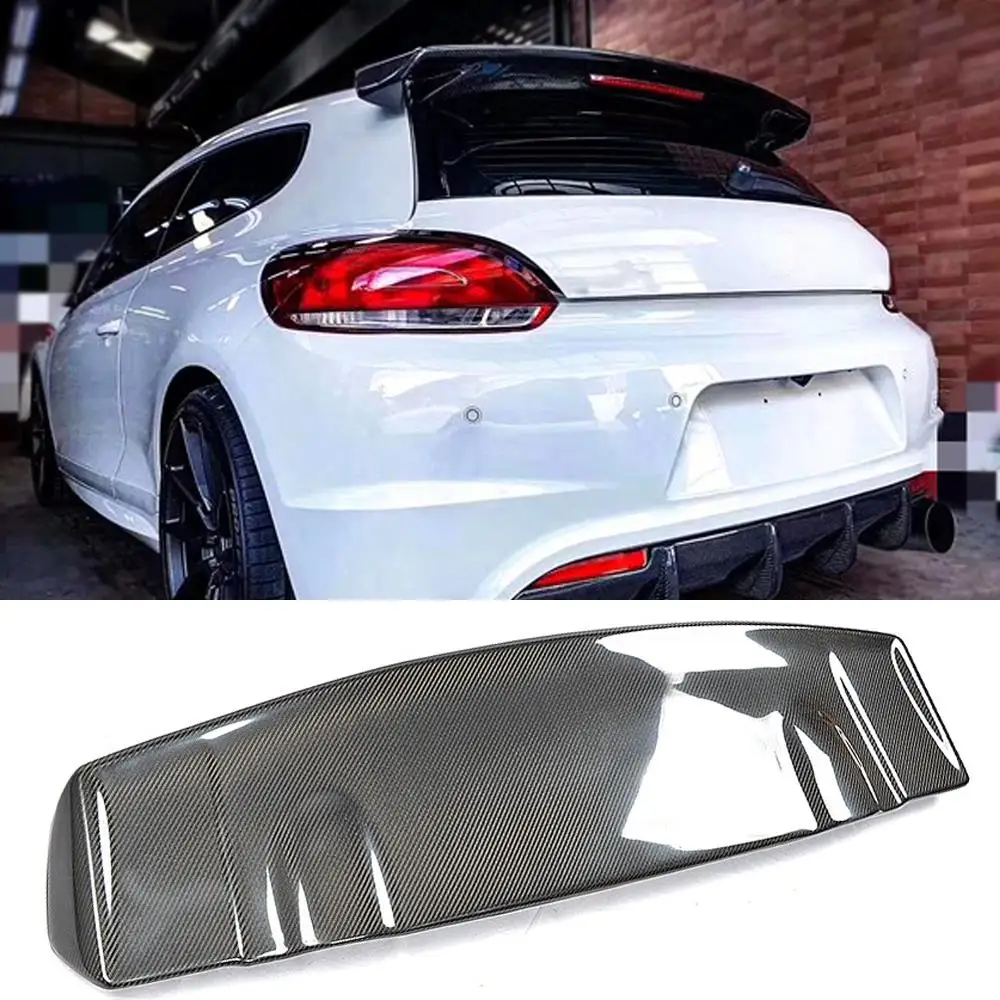 Rear Trunk Roof Lip Wing Window Spoiler for Volkswagen VW Scirocco 2008 - 2017 Non for R Rline Carbon Fiber / FRP Car Styling