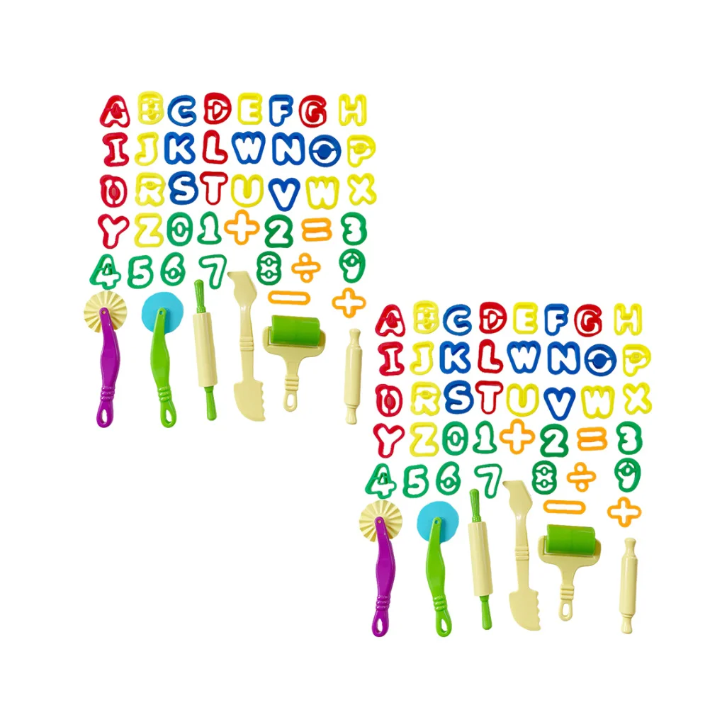 

47Pcs Clay Tools Set Colorful Dough Molding Kit with Alphabet Number Cutters for Childrens Imaginative Play Educational Art