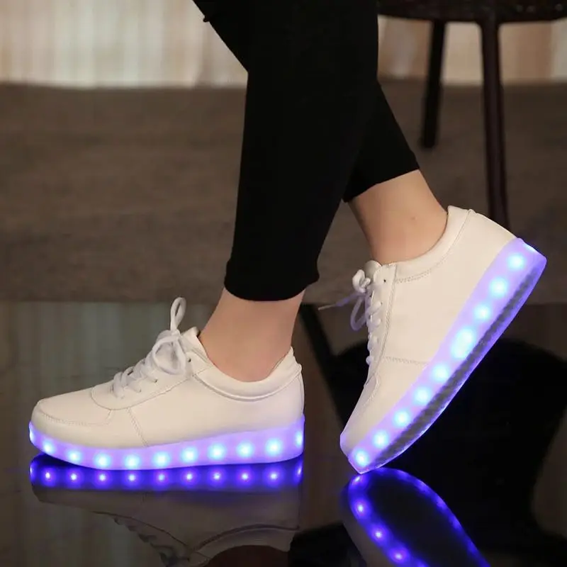 EUR 31-46 Luminous Sneakers USB Charge Led Children Shoes Boy Girl Men Women Glowing Tennis Kids Light up Shoes