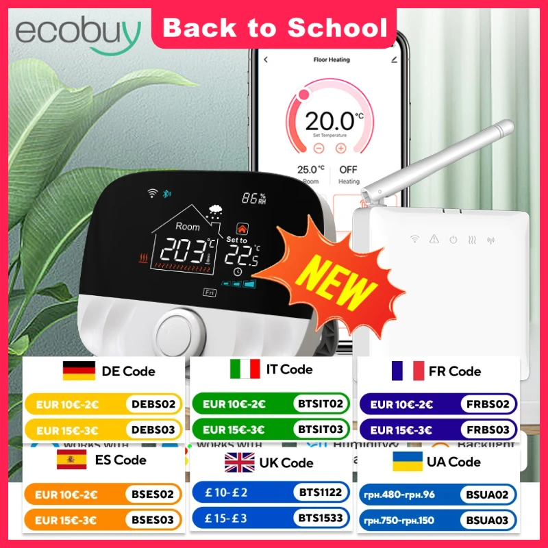 

Tuya Smart Wifi Heating Thermostat Wireless Gas Boiler Tuya Battery Thermostat Digital Temperature Controller Alexa Google Home