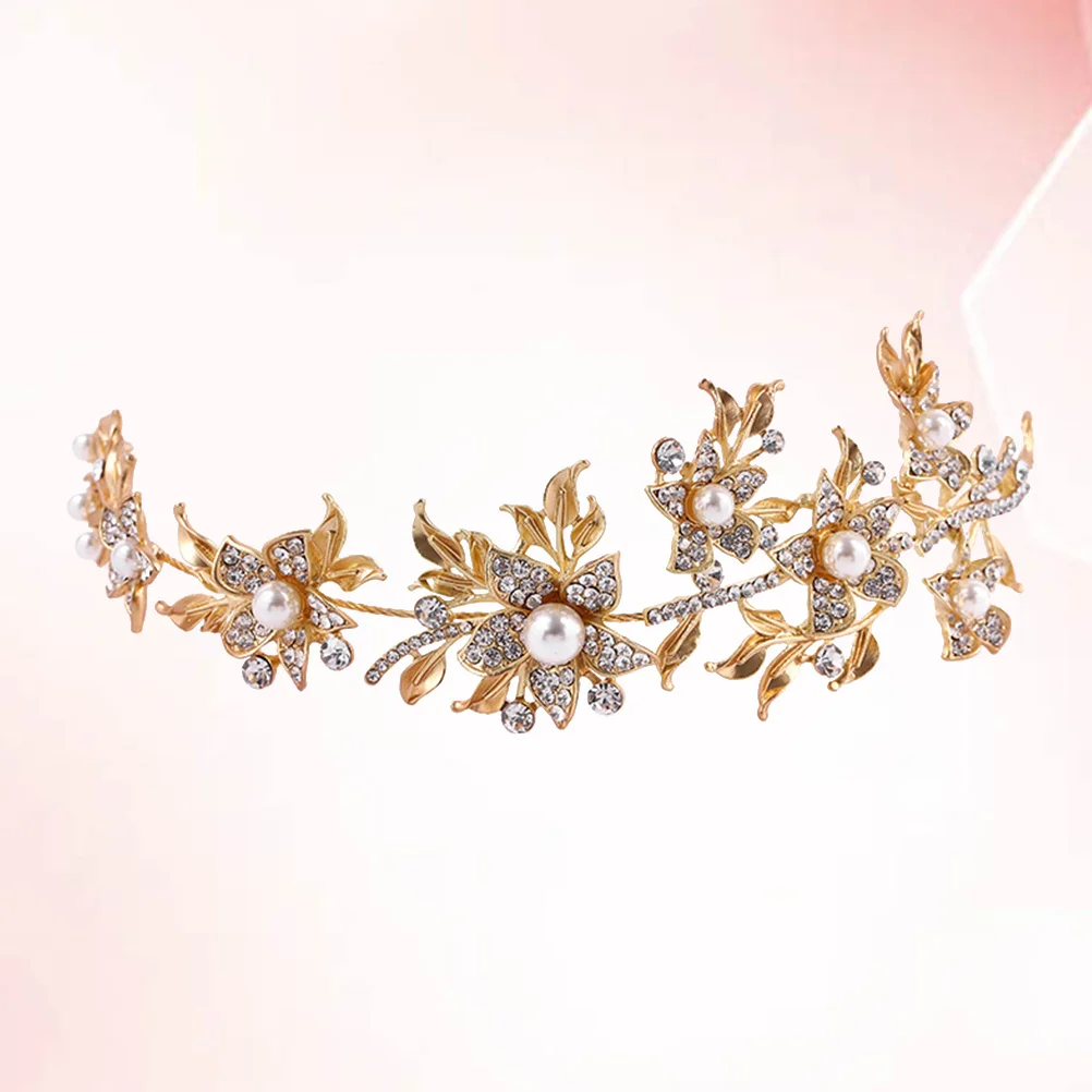 

Alloy Bridal Hairband Pearl Flower Elegant Wedding Headwear Decorative Hairband For Party Prom Women Gift Gold