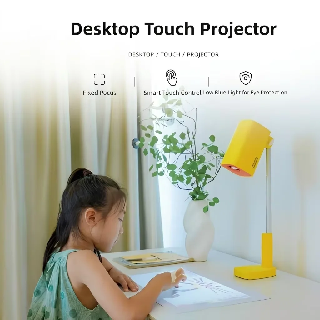 New Compact Design 4k 720P Home Touch Screen Children Smart Learning Table Projector, Home-based Self-study and Entertainment