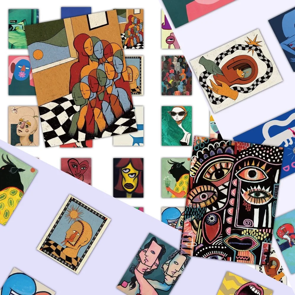 48Pcs Abstract Art Illustration Stickers, Ins‑Style Picasso Style Painted Self‑Adhesive Decals for DIY Journal Personal Decor