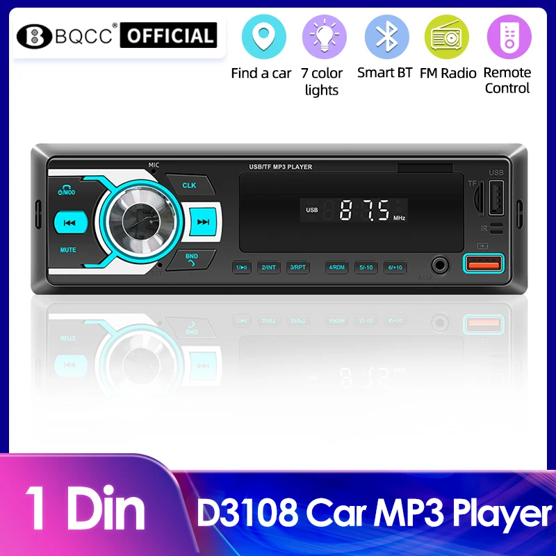 

BQCC D3108 Universal Car Radio Bluetooth Autoradio Stereo 12V MP3 Audio Player In dash AUX/FM/ Support Find Car Voice Assistant