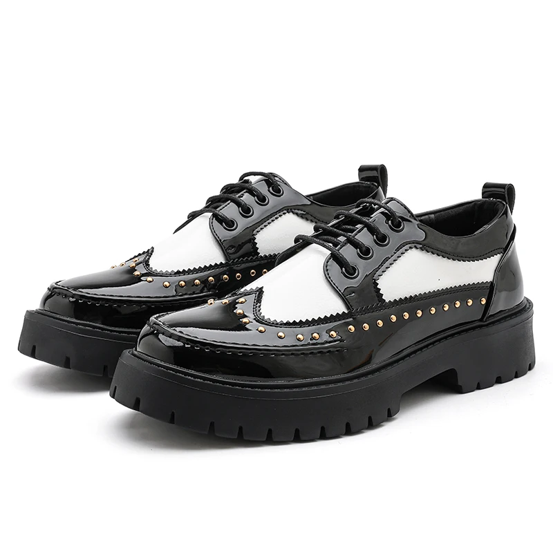 

Men Casual Office Business Formal Oxford Thick Bottom Dress Shoes Men Gentleman Outdoor Patent Leather Wedding Shoes Fashion