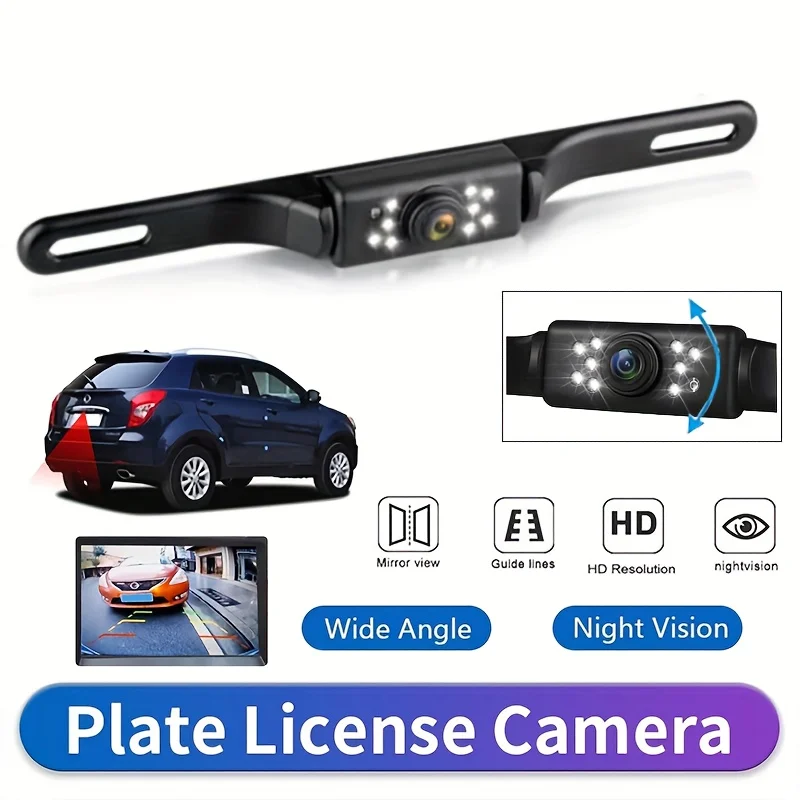 Universal Camera Housing for Car License Plates Featuring 9 LED Lights, Suitable for Cars, Trucks, Rvs, Vans, Pickups