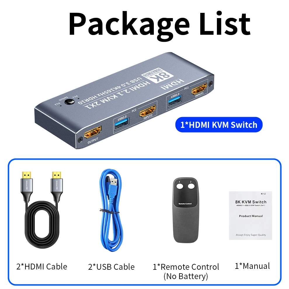 Unnlink HDMI USB 3.0 KVM Switch 8K@60Hz for 2 Computers Sharing Monitor Mouse Keyboard