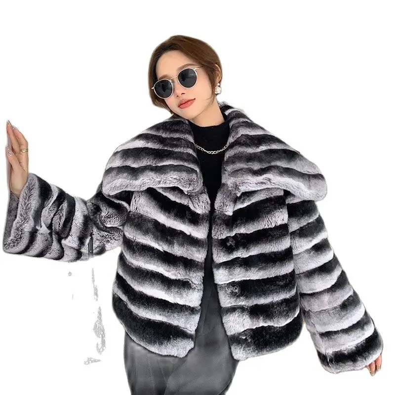 Fangtai2020Fashion-Manteau en fourrure de lapin véritable naturel pour femme, veste en émail pour femme, grande taille, chaud, luxe, hiver,