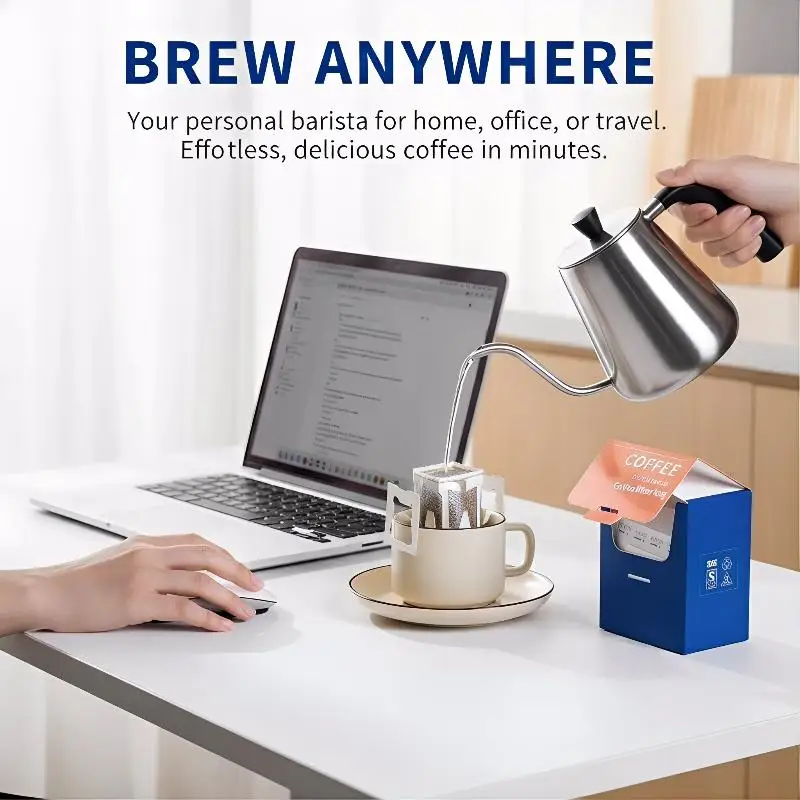 50 Sheets Durable Hanging Ear Coffee Filter Bag Disposable Thickened Coffee Powder Filter Bag Hand Pour Coffee Coffee Filter