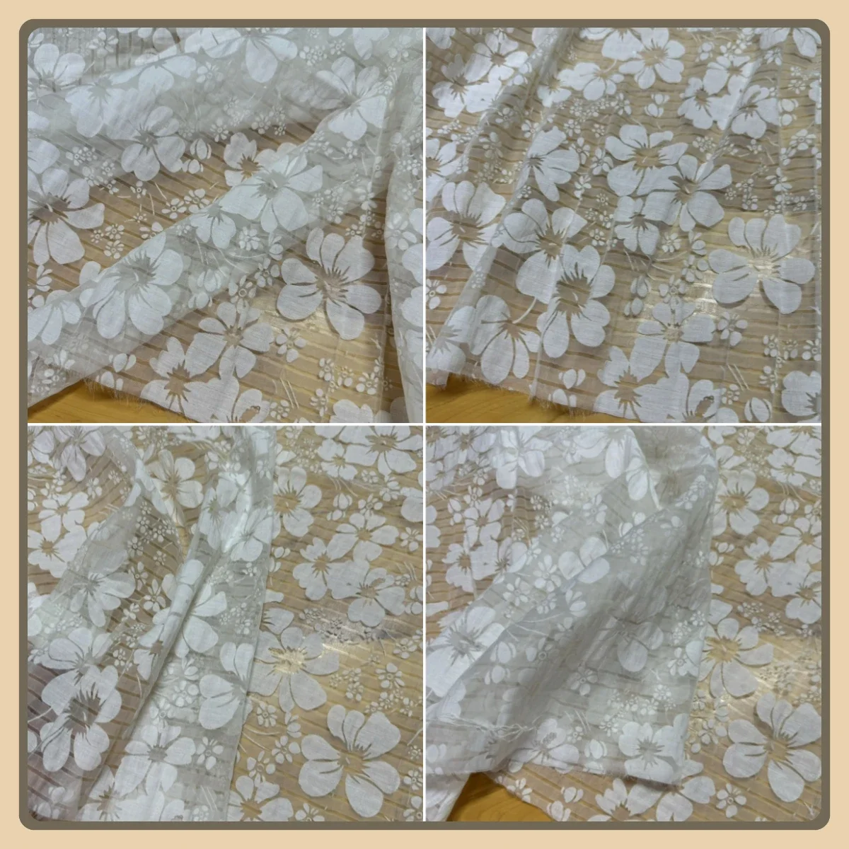 Fresh Blossom White Bubble Textured Jacquard Organza Fabric Color Woven Material For Blouse Dress Skirt Spring Summer Sewing