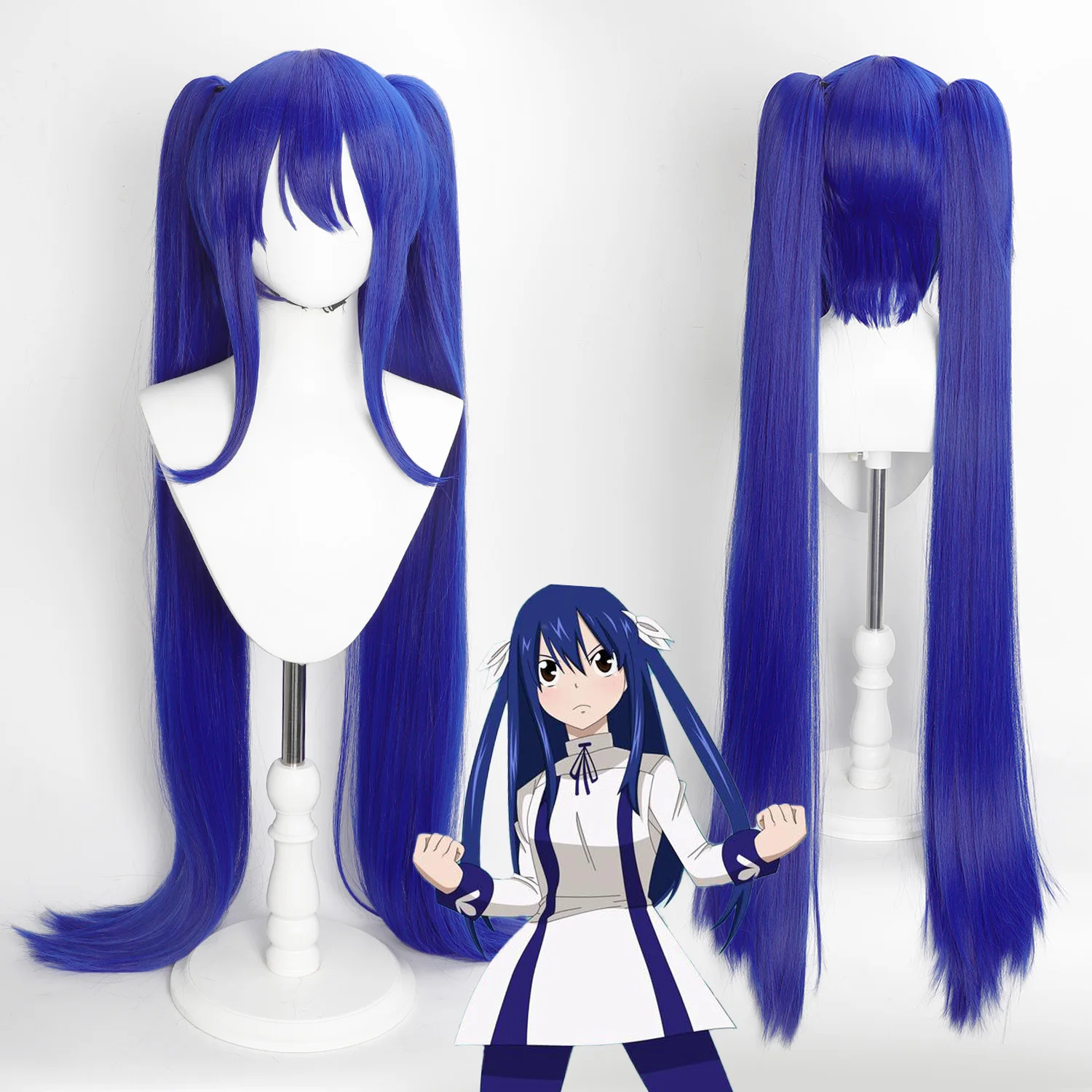 

Cosplay Wig Fairy Tail Anime Wig Wendy Marvell Anime Game Role-Play Wig Female Synthetic Pigtails Wig with wigcap for Anime Game