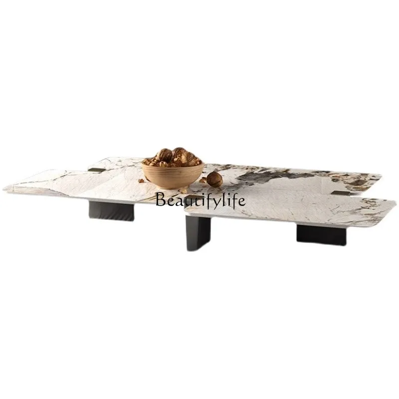 Minimalist Stone Plate Coffee Table Modern Minimalist Rectangular opposite-Sex Marble Coffee Table