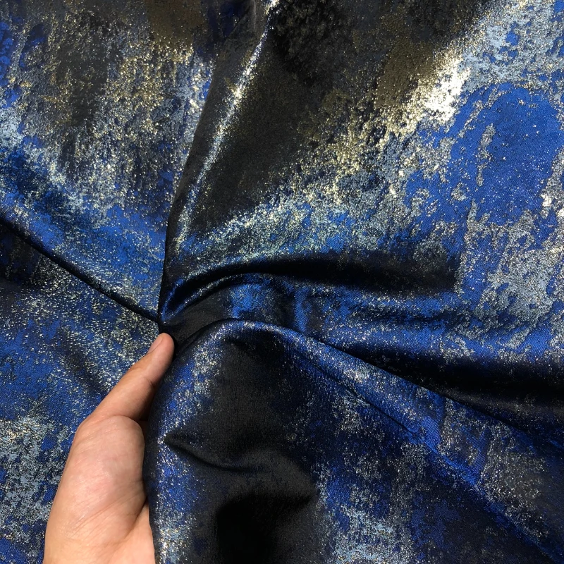 Fabric Wide 168cmx50cm Silk Blue Gold Silver Brocade Jacquard Yarn-Dyed Handmade DIY Clothing Bag Sofa Table Mat Dust Covering