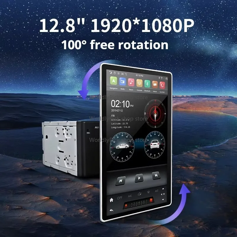 12,8-дюймовый PX6 вращающийся сверхбольшой экран Android Автомобильная камера заднего вида Автомобильная навигационная система Универсальная машина GPS в комплекте