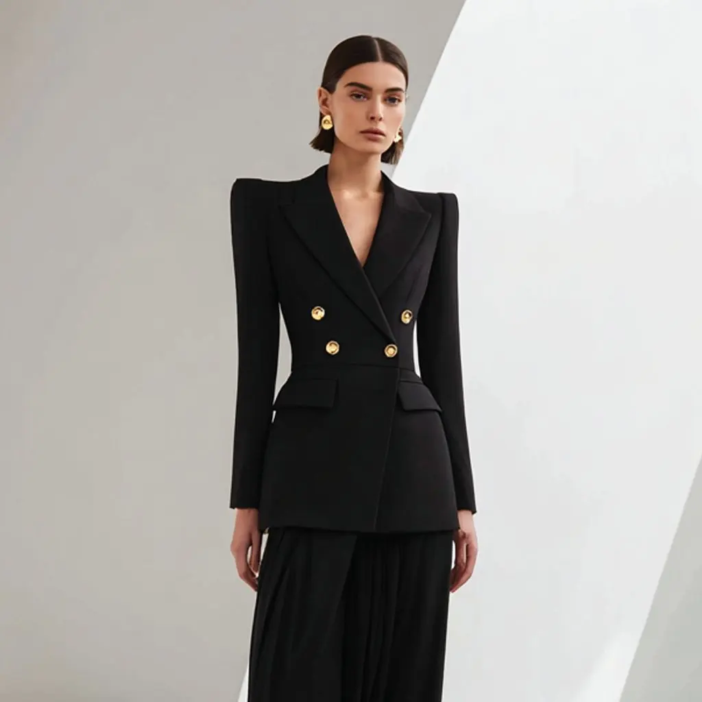 

Осенне-зимний костюм прямого кроя с длинными рукавами, повседневный женский топ, модная деловая повседневная одежда