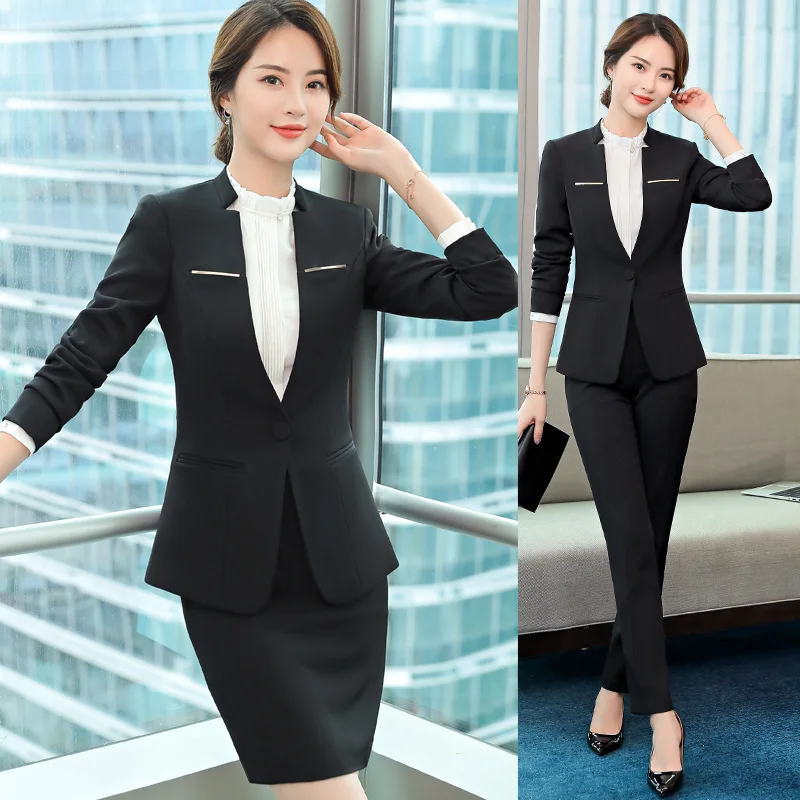 Formal Pantsuits Women Professional Spring Autumn Business Work Wear Trousers Set Career Interview Blazers Plus Size 5XL