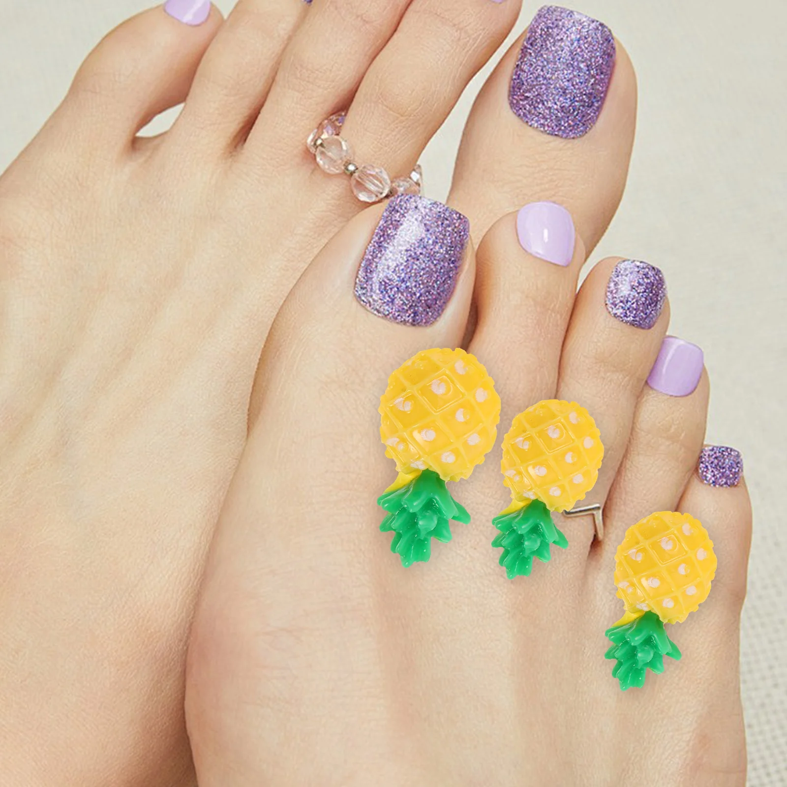 8Pcs Nail Care Silicone Toe Separators Fruit Design Soft Comfortable Pedicure Tool Toe Spacers Washable Separators for Women