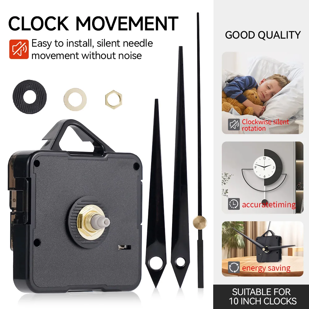 Mecanismo de reloj, máquina de movimiento de cuarzo silencioso, juego de puntero de manecillas de pared, mesa de reloj colgante, piezas de herramientas de reparación de relojes de cuarzo DIY