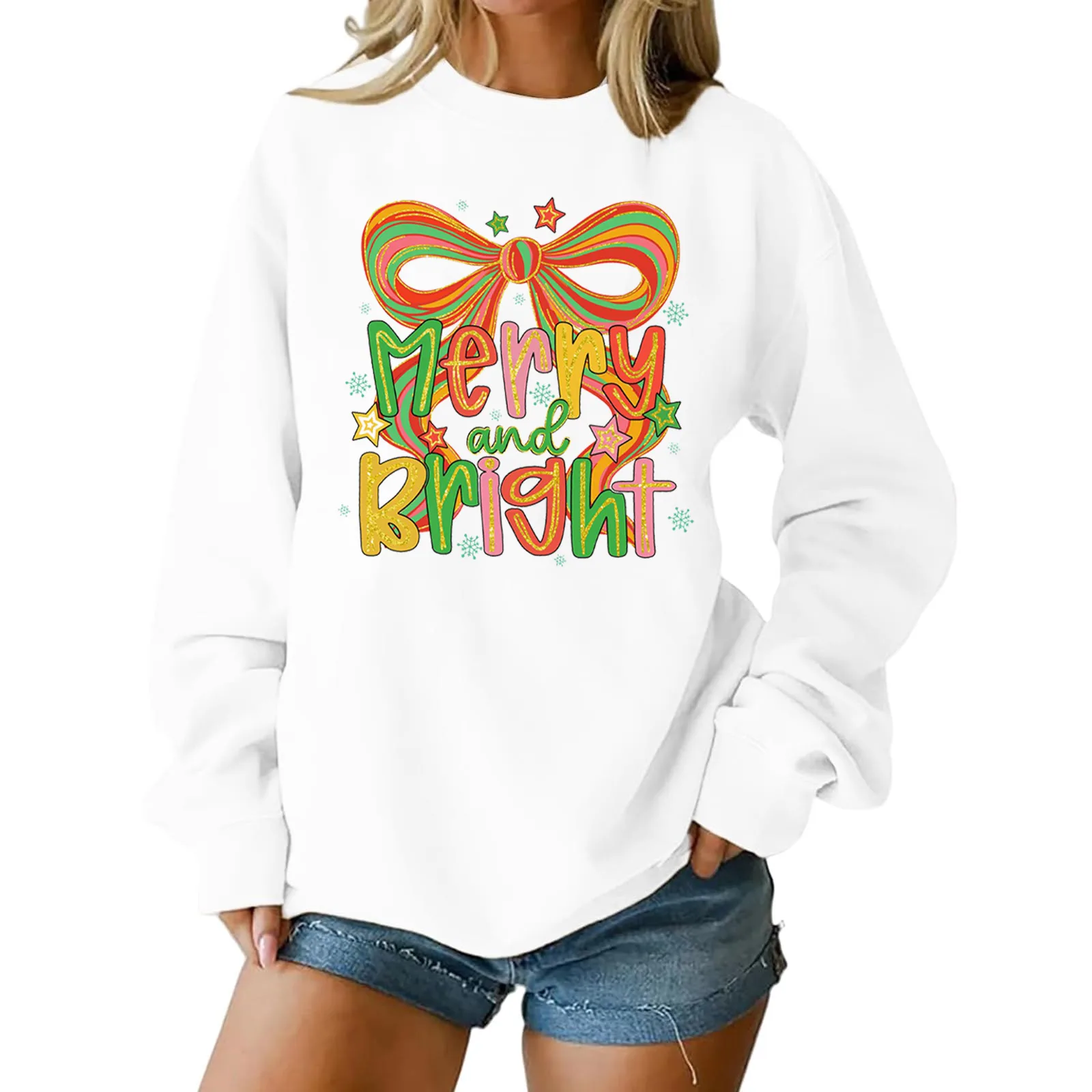 المرأة فضفاضة مريحة عارضة المألوف الطابع الطباعة جولة الرقبة طويلة الأكمام البلوز ملابس امرأة قمم للمرأة