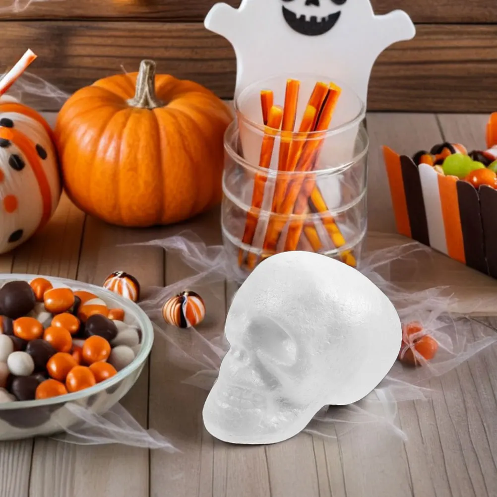 

8pcs Halloween Skull Foam Ornaments Party Decorations Diy Paintable Blanks Creative Crafts Festival Indoor Outdoor Polystyrene