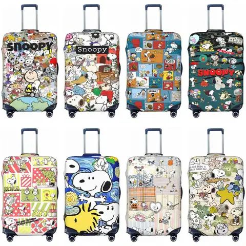 만화 스누피 크리스마스 여행 가방 커버, 스트레치 크루즈 여행 보호대 수하물 액세서리, 휴가