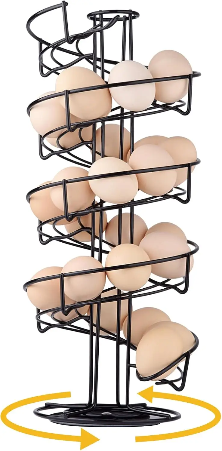 Metal Spiral Egg Skelter Dispenser and Coffee Capsule Holder, Storage Display Rack for Kitchen Counter