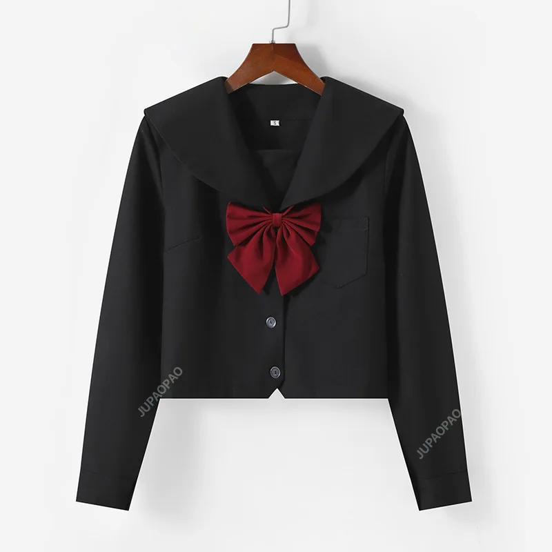 Nero ortodosso stile College giapponese coreano studente uniforme scolastica JK uniforme ragazza Anime Cosplay marinaio vestito classe Top gonne