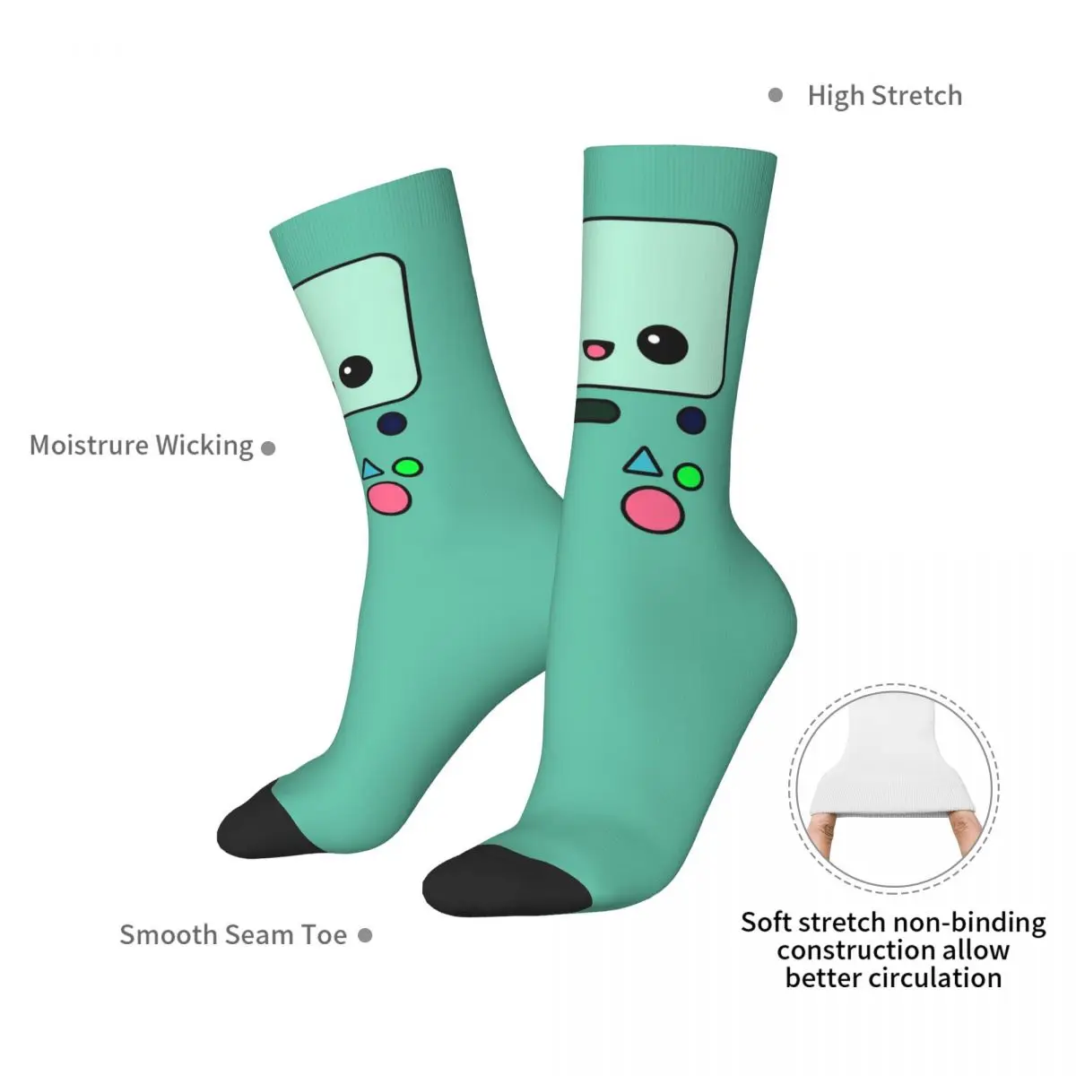 Kawaii Adventure Time BMO Socks Harajuku جوارب ممتصة للعرق جميع المواسم جوارب طويلة إكسسوارات للرجال والنساء