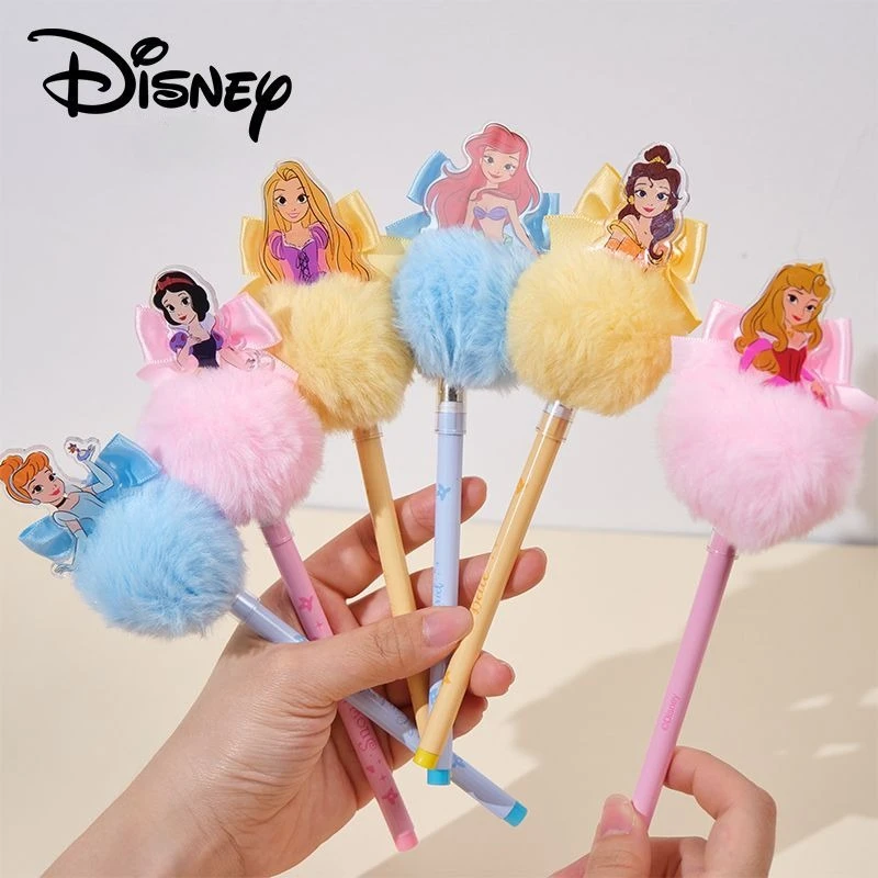 Princess Pom Ballpoint Pens Belle Ariel Cinderella Rapunzel Topped Pens for Girls Stationery for Girls Toys Gift view 4