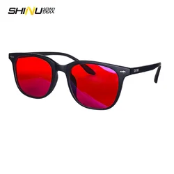 SHINU classical blue light glasses Computer glasses man Orange lenses clear lens gaming eyeglasses prescirption grade glasses