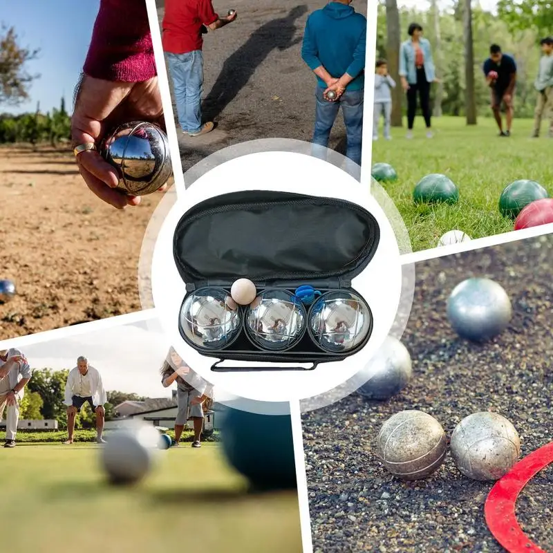 Bocce Ball Game Set Metal Engraved Reflective Petanque Set Unique Elegant Petanque Boules Games For Outdoor Activity Fun