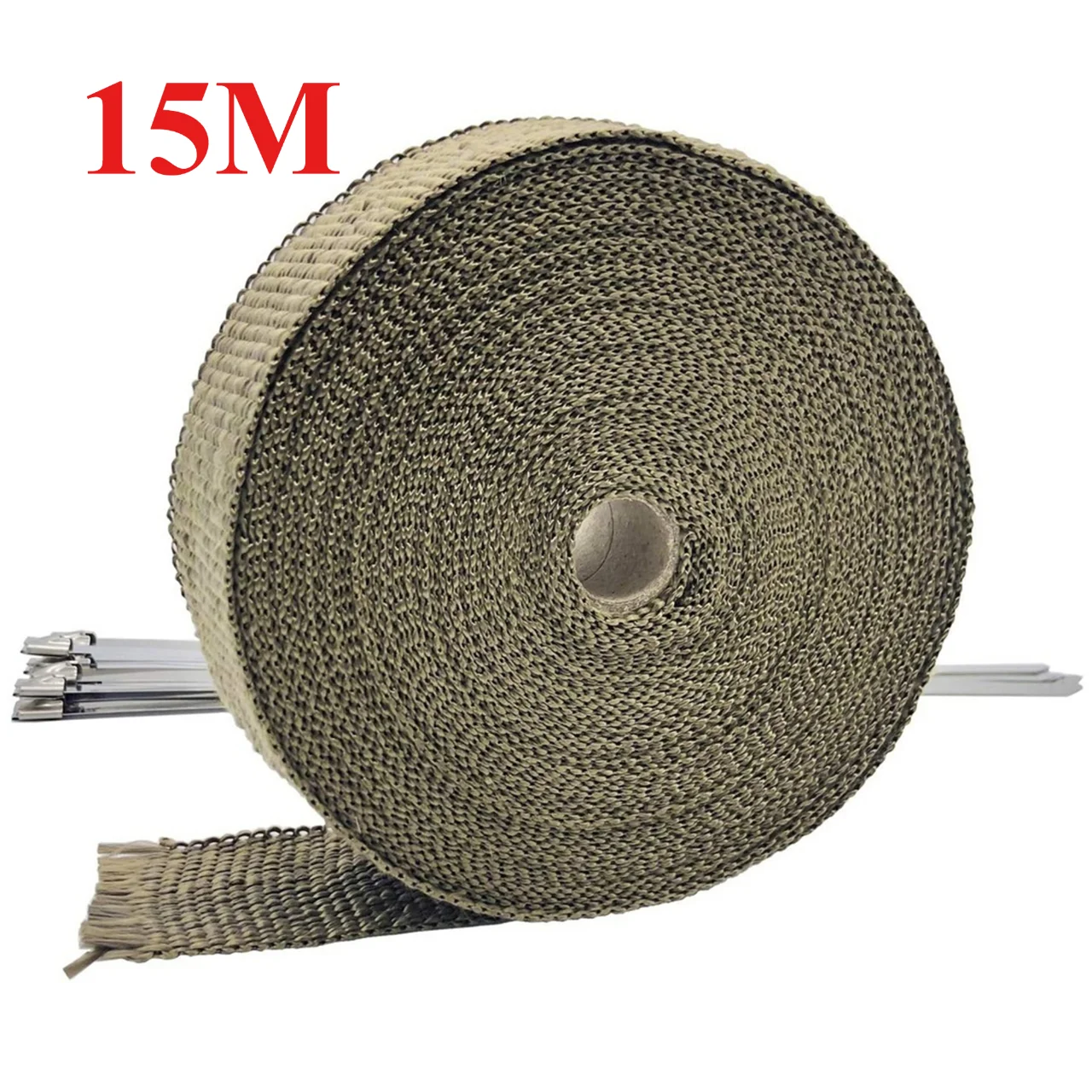 2.5CM*15M Exhaust Pipe Insulation Thermal Heat Wrap Wide Roll Banana Cloth Motorcycle Fiberglass Heat Shield Tape