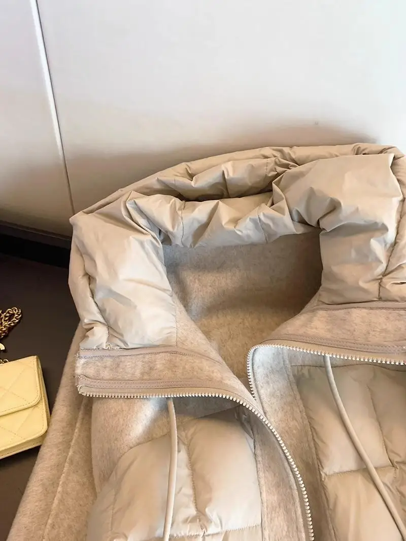 

Ele Retro Spliced Hooded Cotton Jaet Women's Autumn Winter Faionable Warm Cotton Clothes Korean Sle Versatile Coat