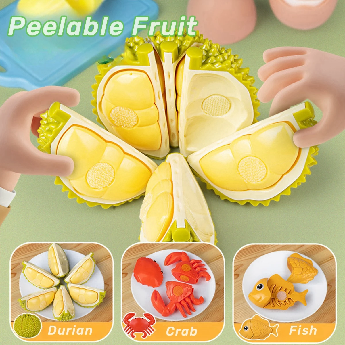 25-32pcs 어린이 시뮬레이션 장난감 두리안 애플 과일 컷 과일 소녀 장난감 척 놀이 주방 게임 파티 애플 상자 소녀 게임