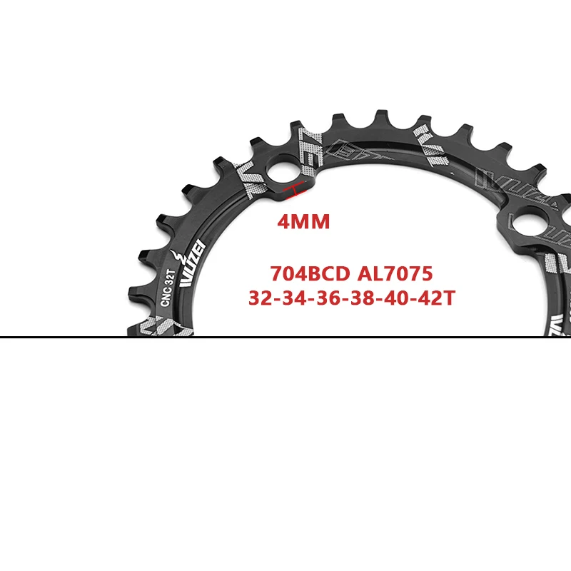 WUZEI 104BCD Bicycle Chainring 32/34/36/38/40/42/44/46/48/50/52T Narrow Wide Chain Wheel MTB Bikes Single Tooth Plate Chain Link