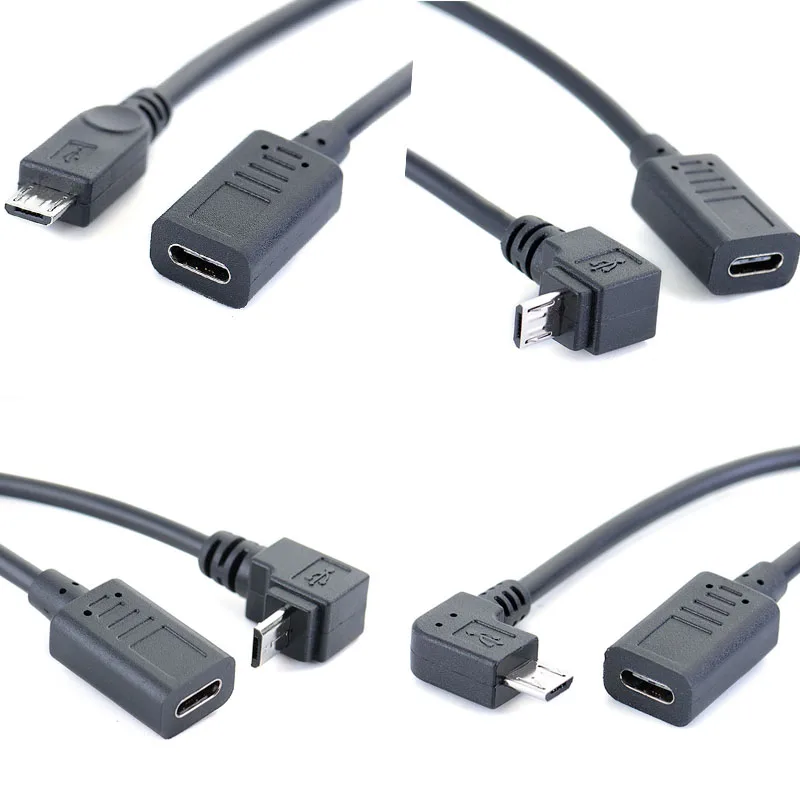 90 stopni kąt type-c kobieta do micro-b Micro męski USB ładowanie danych ładowarka otg konwerter przewód adapterowy kabel 27cm