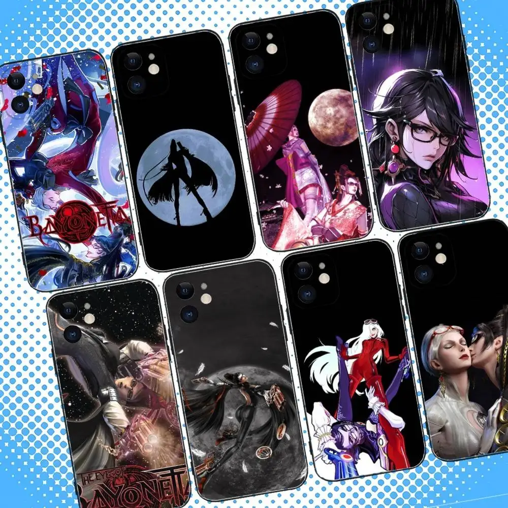 

B-BayonettaS Game Phone Case For iPhone 16,15,14,13,12,11,Pro,Max,Plus,X,XS,XR,SE,8,7,Mini,Soft Silicone Black Case