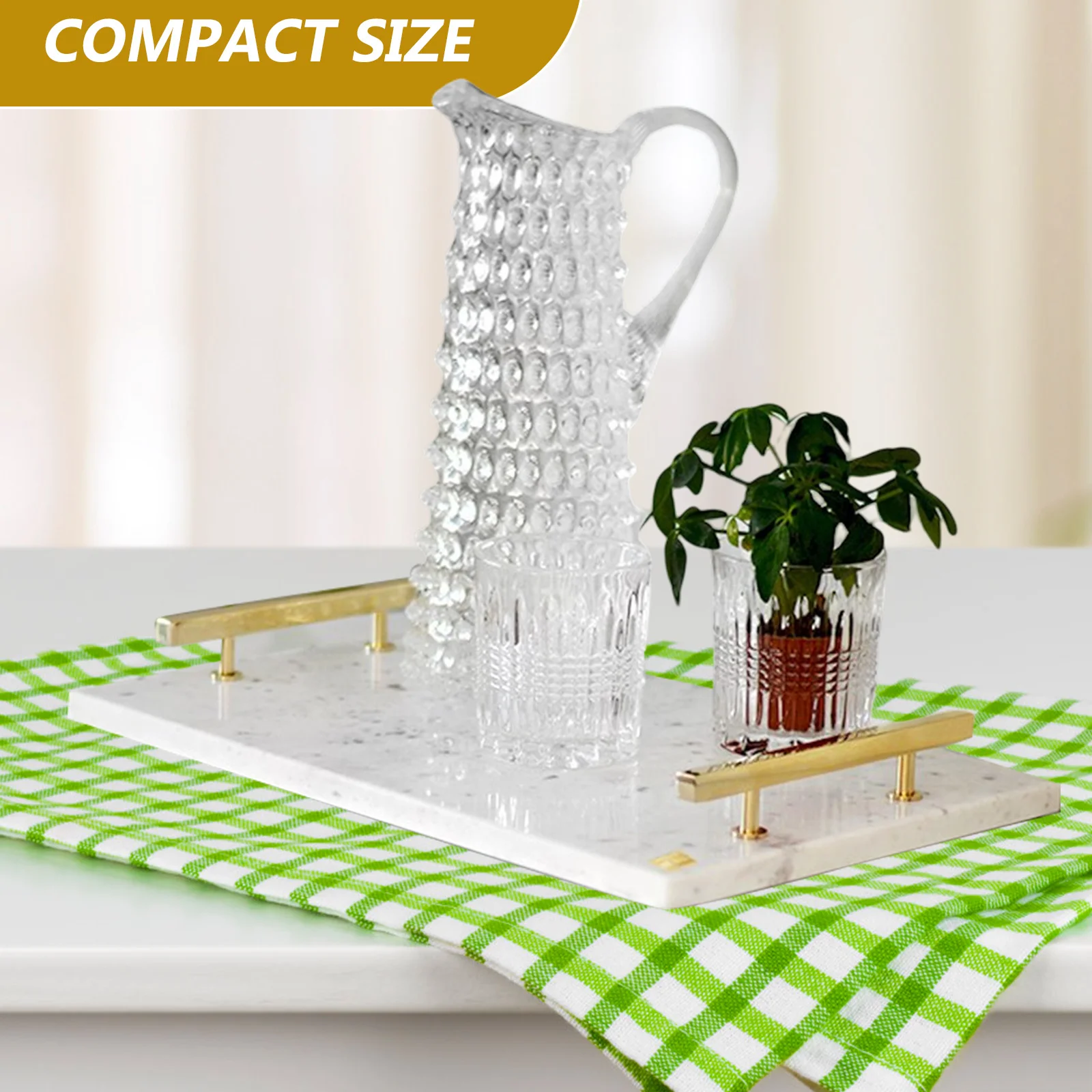 Marble Tray Handle Dried Fruit Platter Snack Dessert Plates Appetizer Kitchen Tableware Decorative Design Compact Size