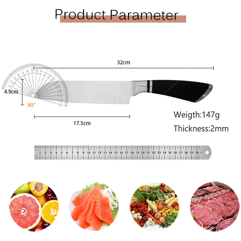 WXCOO NEW Kitchen Accessories Perfect for Stainless Steel Fruit Cutter Meat Cleaver BBQ Meat Knife Salmon Sushi Knife