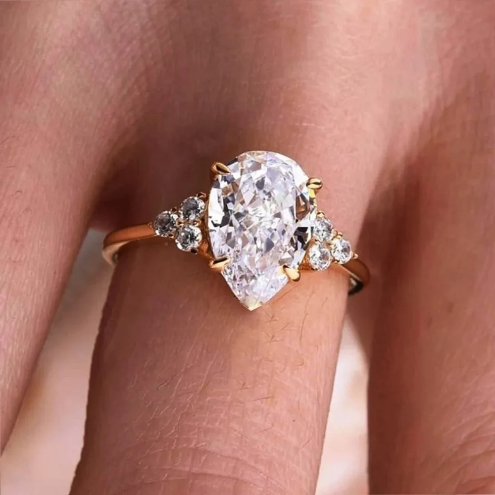 4Carat Pear Cut  Cluster Moissanite Engagement Ring with GRA Certificate 100% S925 Silver Wedding Band for Women Luxury Jewelry