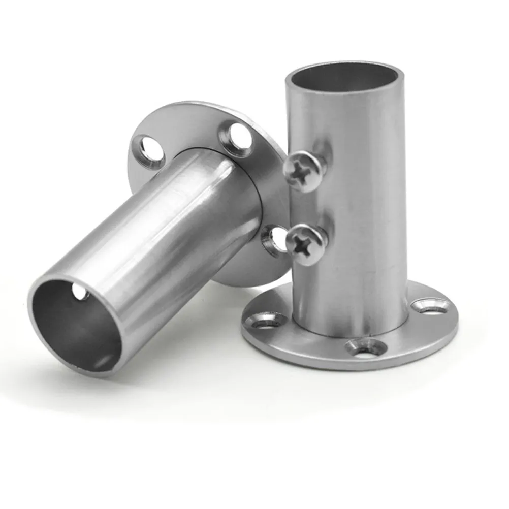 2Pcs Heavy Duty Stainless Steel Closet Pole Socket End Supports for Oval Rods Wall Mounted Hanging Brackets Solid Bracket