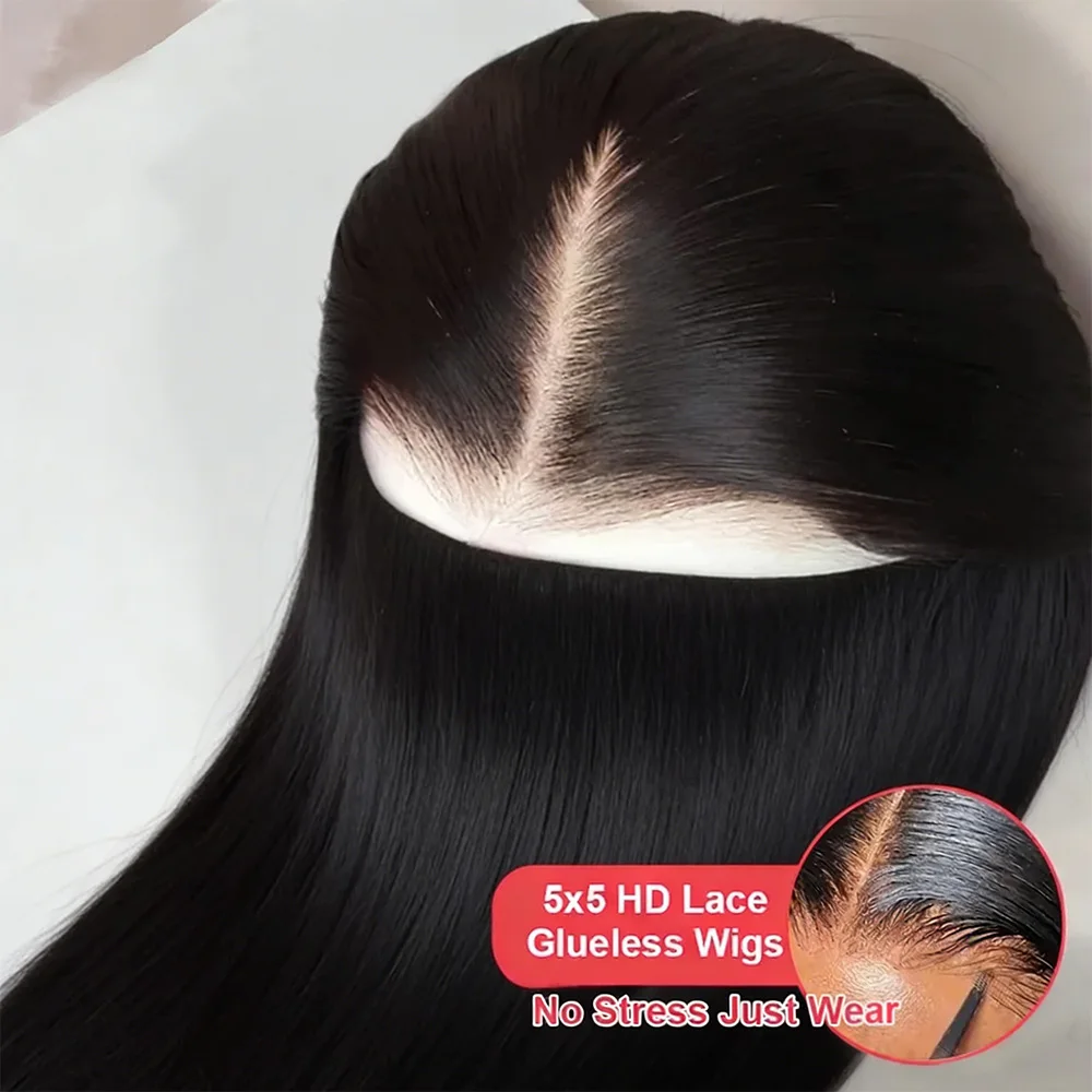 

Накладной парик из натуральных волос Bone Straight с HD-кружевом 13x4, 30-40 дюймов, парики с фронтальной вставкой 13x6, бесшовный парик 5x5 без клея, готовый к носке, черный