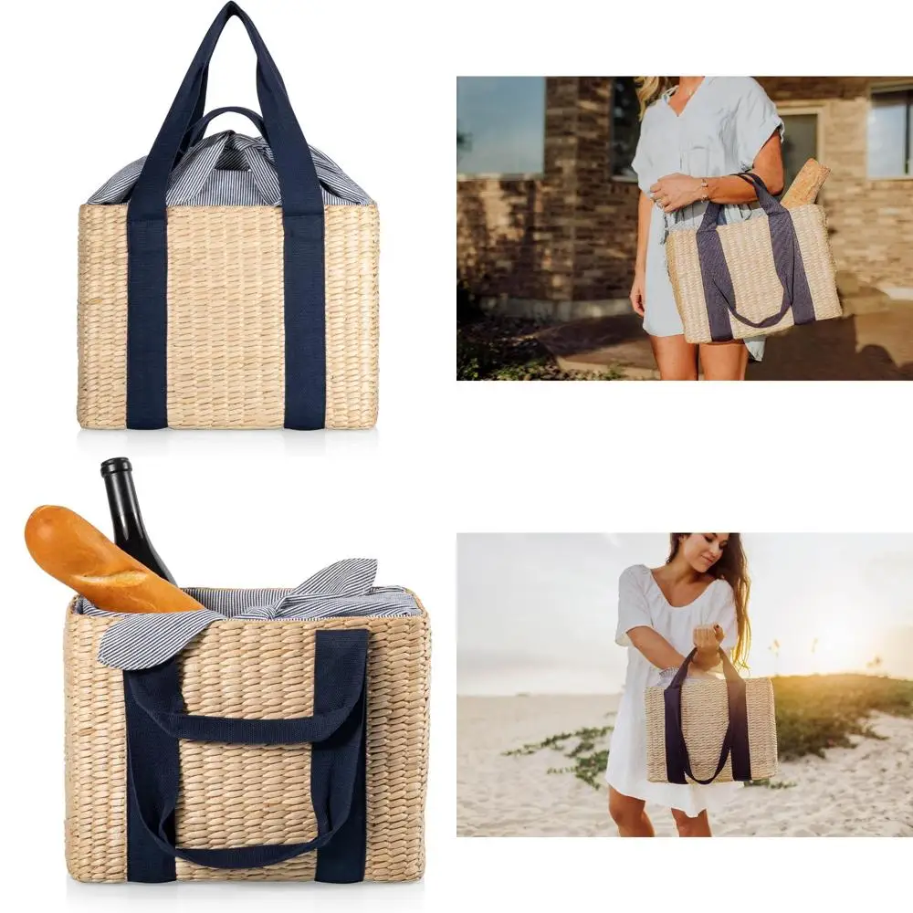 

Время пикника Парижская корзина для пикника, изолированная корзина для пикника из морских водорослей, водонепроницаемая, стильная, идеально подходящая для пикников, пляжа, офиса.